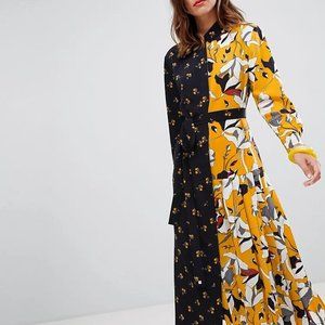 French Connection Maxi Shirt Dress in Aventine Print - Calluna yellow / US 4